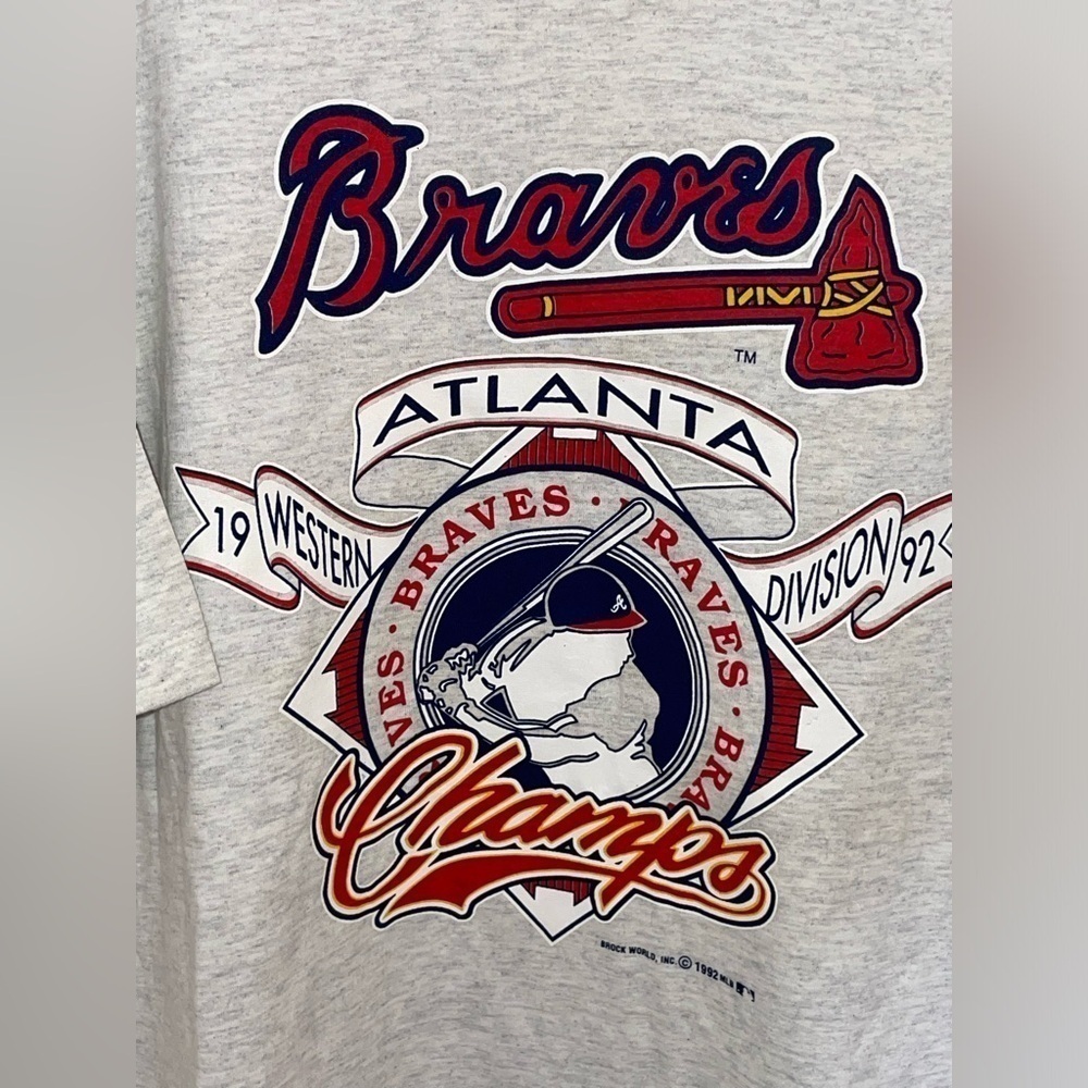 Vintage NWT 1992 Atlanta Braves Western Division Champs T-Shirt Men's Size XL - Picture 8 of 10